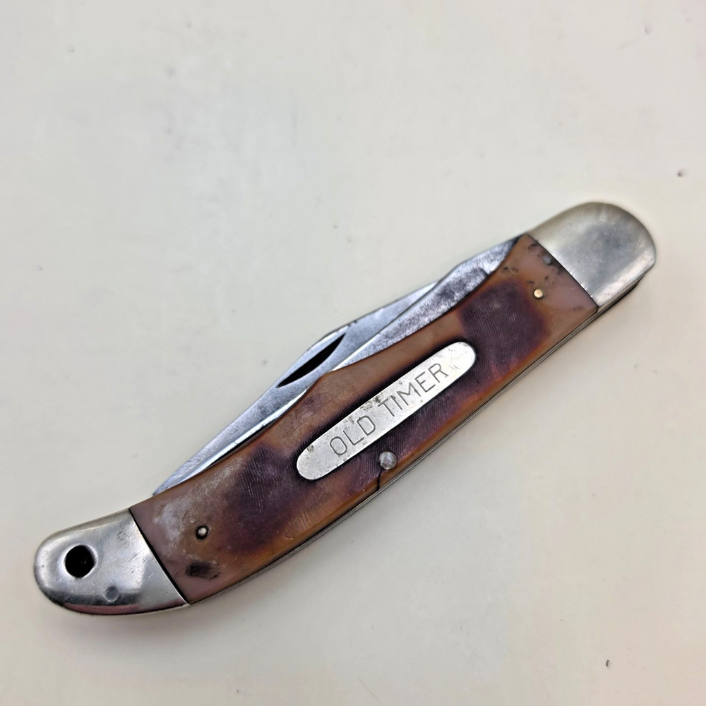Vintage Schrade Old Timer 25OT Folding Pocketknife Carbon Steel 2 Blade Hunting
